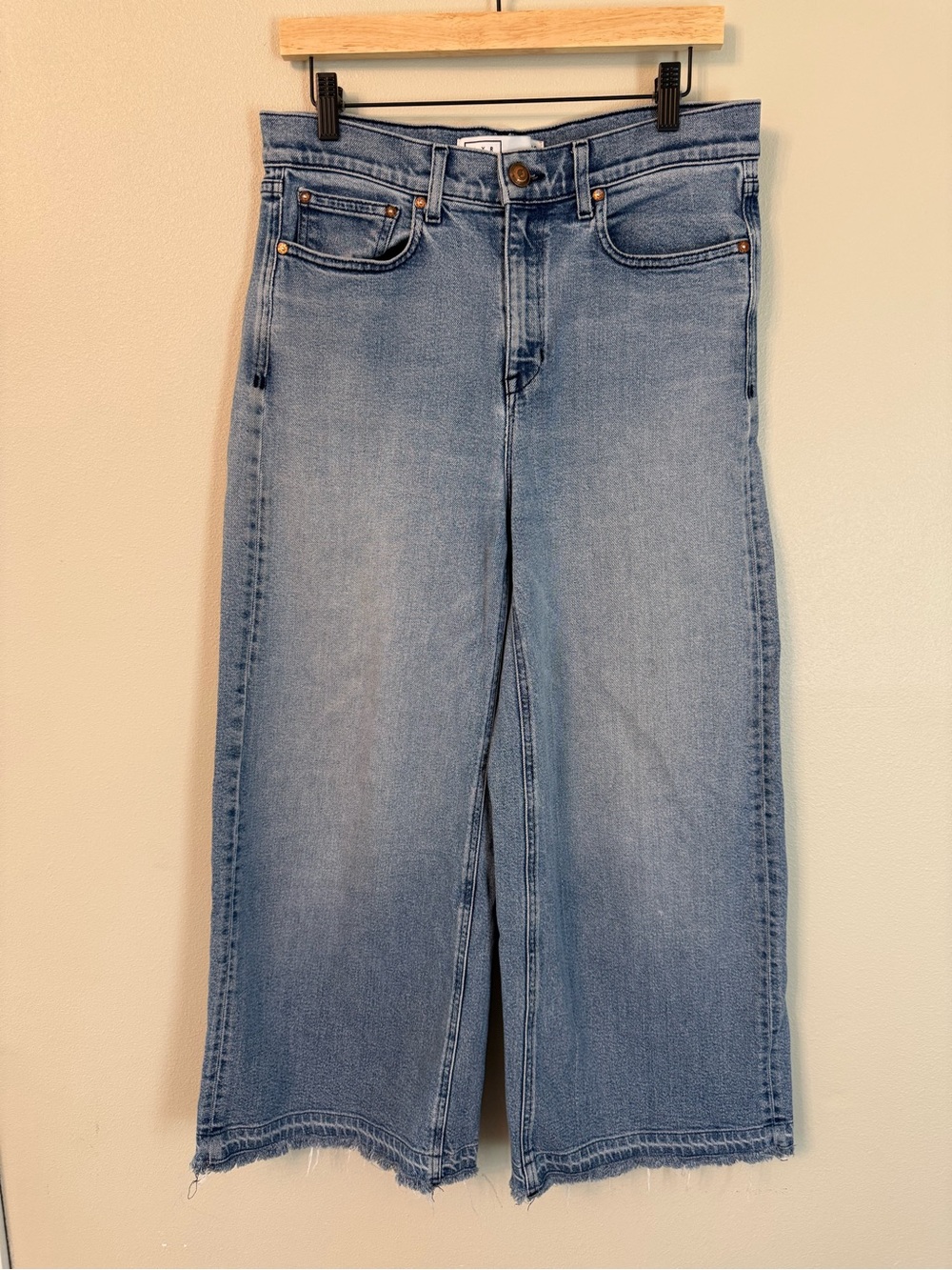 AYR The Must Wide Leg Crop Jeans Raw Hem High Rise Size 30 - Picture 4 of 8